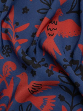Mood Exclusive Blue Feathered Folklore Sustainable Viscose and Polyester Twill Mood Exclusive Blue Feathered Folklore Sustainable Viscose and Polyester Twill