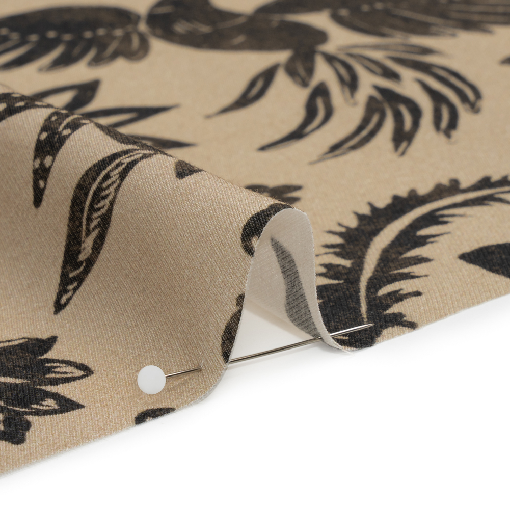 Mood Exclusive Beige Pheonix Flowers Sustainable Viscose and Polyester Twill Mood Exclusive Beige Pheonix Flowers Sustainable Viscose and Polyester Twill