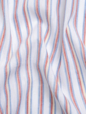 Baby Blue, Red and White Shadow Stripes Lightweight Linen Woven Baby Blue, Red and White Shadow Stripes Lightweight Linen Woven