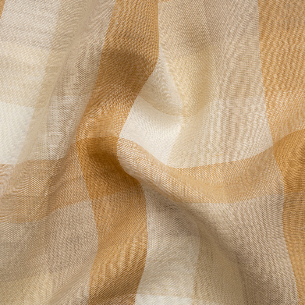 Beige and Cream Checkered Lightweight Linen Woven Beige and Cream Checkered Lightweight Linen Woven