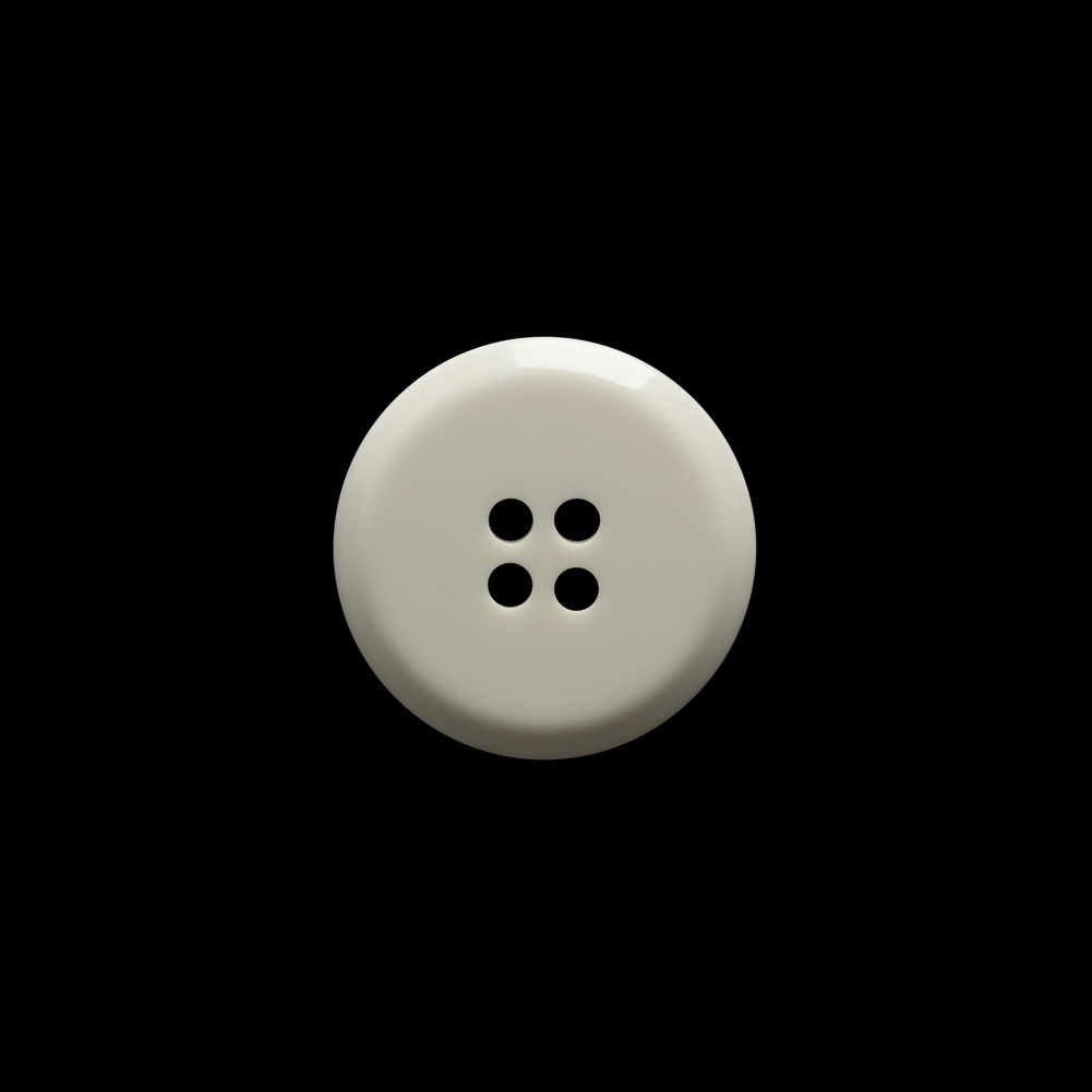 Off White Raised Center and Rim Plastic 4-Hole Button - 24L/15mm