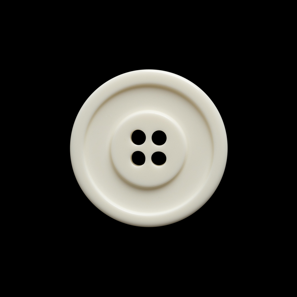 Off White Raised Center and Rim Plastic 4-Hole Button – 36L/23mm Off White Raised Center and Rim Plastic 4-Hole Button – 36L/23mm