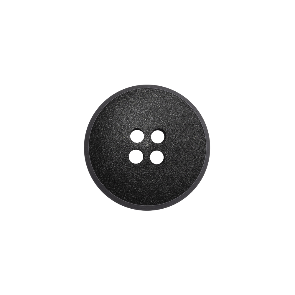 Plastic 4-Hole Button – Matte Black Glossy Rim – 28L/18mm Plastic 4-Hole Button – Matte Black Glossy Rim – 28L/18mm