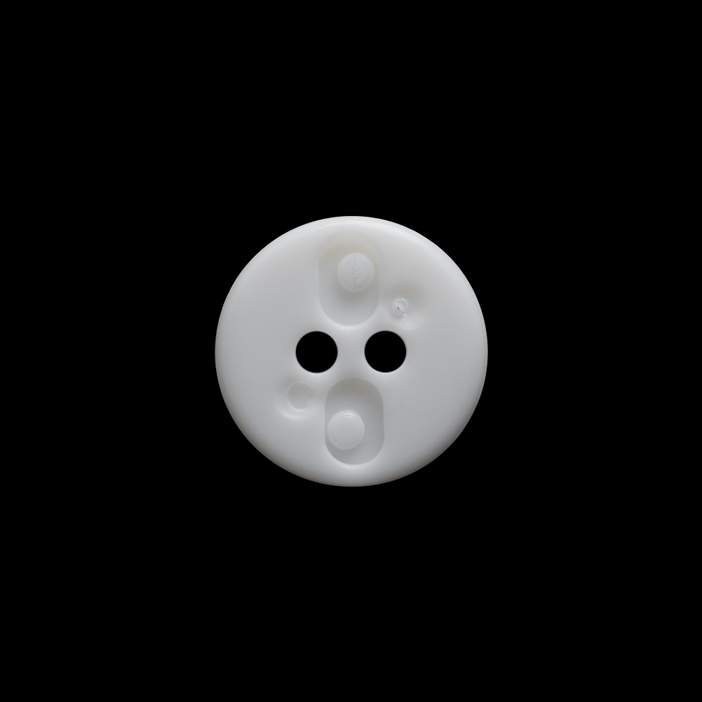 White Decorative Notched Rim Two Piece Plastic 2-Hole Button - 24L/15mm