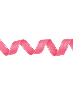 Grosgrain Ribbon with White Stitched Borders – Hot Pink – 0.625″ Grosgrain Ribbon with White Stitched Borders – Hot Pink – 0.625″
