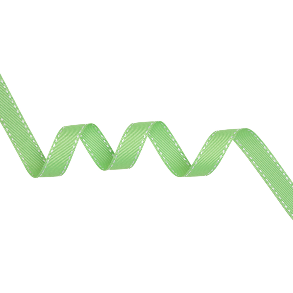 Grosgrain Ribbon with White Stitched Borders – Mint Green – 0.625″ Grosgrain Ribbon with White Stitched Borders – Mint Green – 0.625″