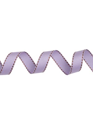Grosgrain Ribbon with Brown Stitched Borders – Lilac – 0.625″ Grosgrain Ribbon with Brown Stitched Borders – Lilac – 0.625″