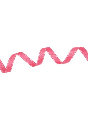 Grosgrain Ribbon with White Stitched Borders – Hot Pink – 0.4375″ Grosgrain Ribbon with White Stitched Borders – Hot Pink – 0.4375″