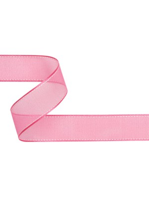 Sheer Ribbon with White Stitched Border – 1″ – Fuchsia Sheer Ribbon with White Stitched Border – 1″ – Fuchsia