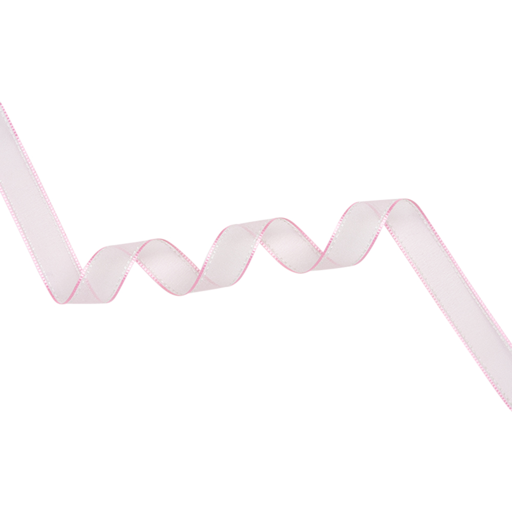 Sheer Ribbon with White Stitched Border – 0.75″ – Pink Sheer Ribbon with White Stitched Border – 0.75″ – Pink