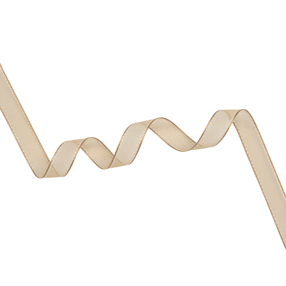 Sheer Ribbon with White Stitched Border – 0.75″ – Coffee Sheer Ribbon with White Stitched Border – 0.75″ – Coffee