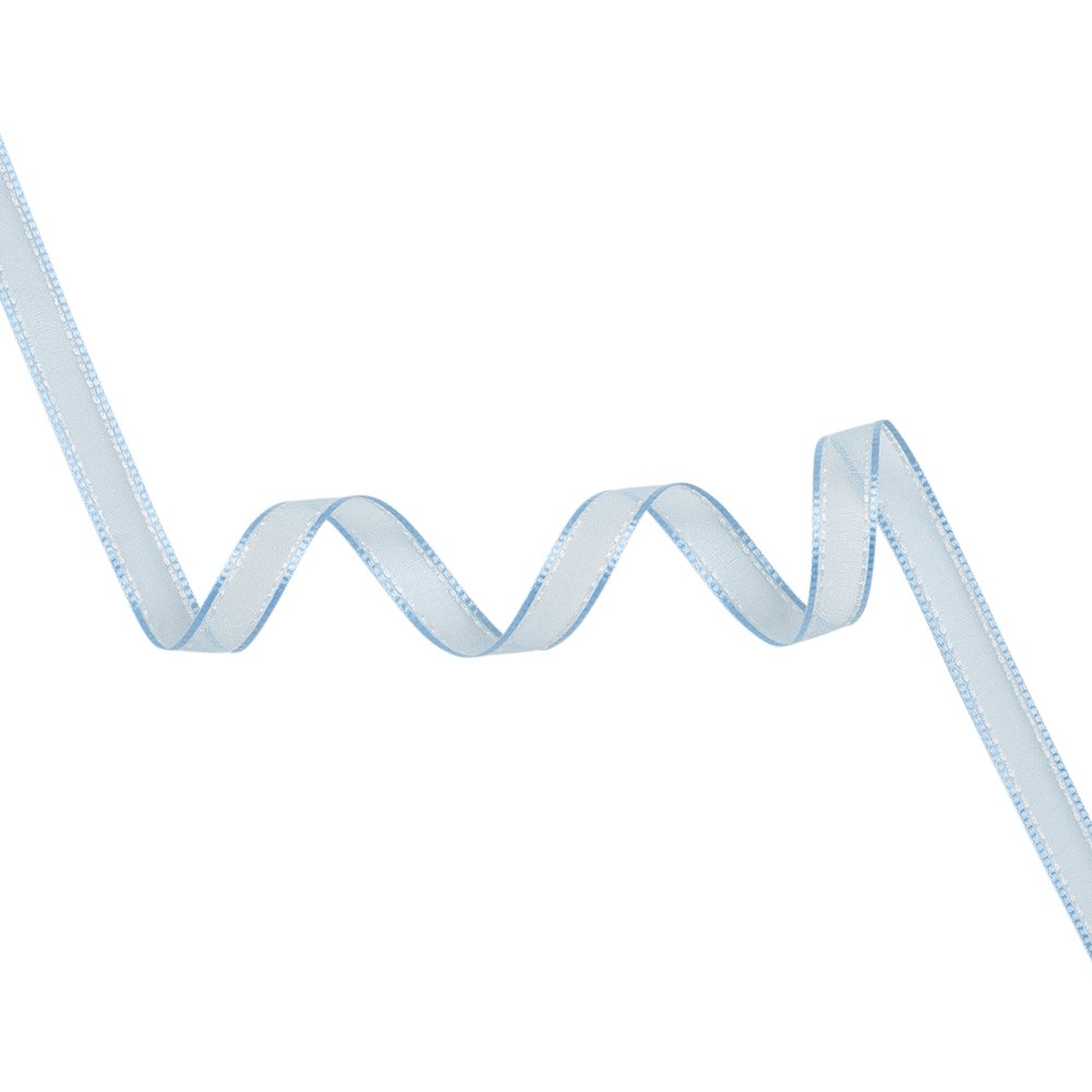 Sheer Ribbon with White Stitched Border – 0.5″ – Baby Blue Sheer Ribbon with White Stitched Border – 0.5″ – Baby Blue