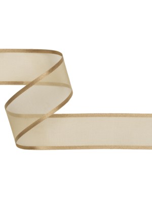 Sheer Ribbon with Double Faced Satin Edges – 1.375″ – Coffee Sheer Ribbon with Double Faced Satin Edges – 1.375″ – Coffee