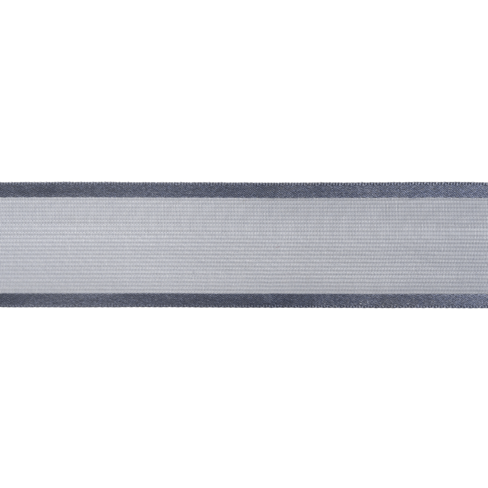 Sheer Ribbon with Double Faced Satin Edges - 1" - Gray