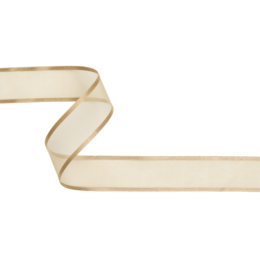 Sheer Ribbon with Double Faced Satin Edges – 1″ – Coffee Sheer Ribbon with Double Faced Satin Edges – 1″ – Coffee