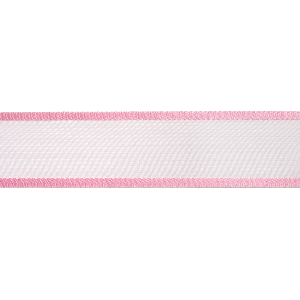 Sheer Ribbon with Double Faced Satin Edges - 1" - Pink