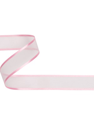 Sheer Ribbon with Double Faced Satin Edges – 1″ – Pink Sheer Ribbon with Double Faced Satin Edges – 1″ – Pink
