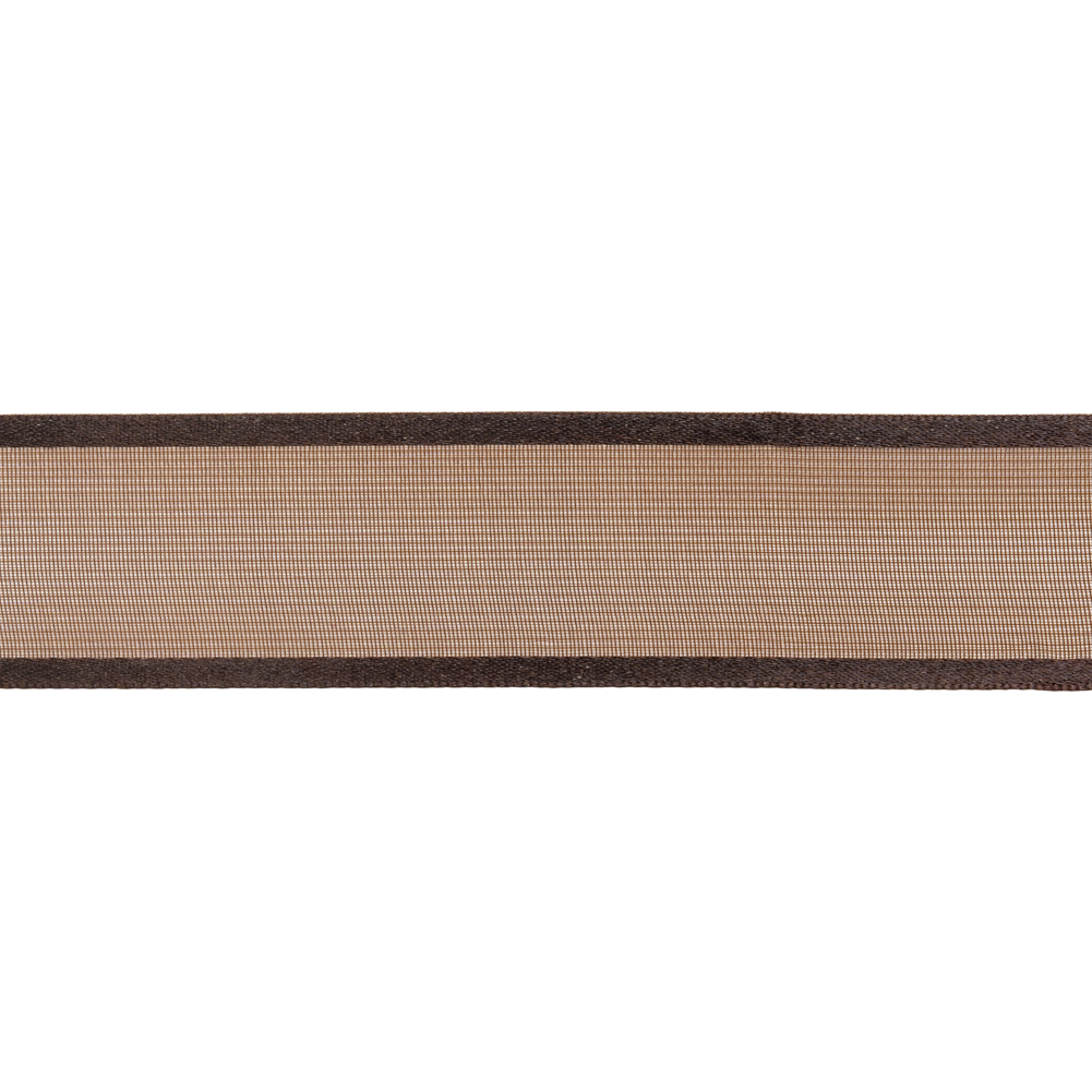 Sheer Ribbon with Double Faced Satin Edges - 1" - Brown