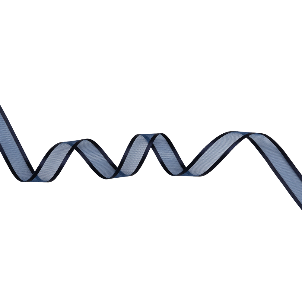 Sheer Ribbon with Double Faced Satin Edges – 0.75″ – Navy Sheer Ribbon with Double Faced Satin Edges – 0.75″ – Navy