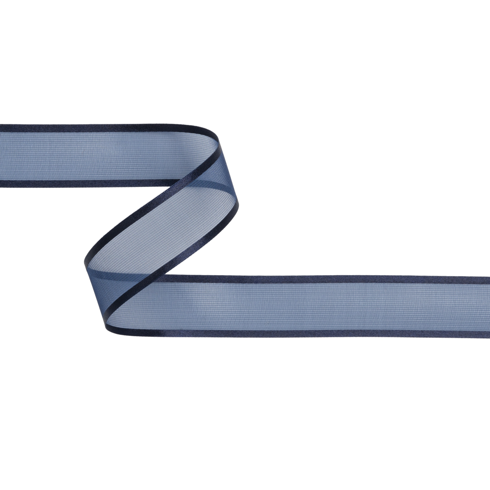 Sheer Ribbon with Double Faced Satin Edges – 1″ – Navy Sheer Ribbon with Double Faced Satin Edges – 1″ – Navy