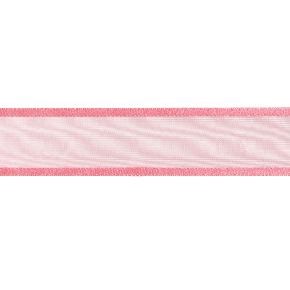 Sheer Ribbon with Double Faced Satin Edges - 1" - Rose