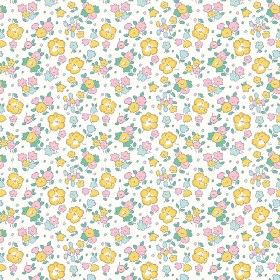 Liberty Art Fabrics Yellow and Pink Seaside Blossom Lasenby Quilting Cotton Liberty Art Fabrics Yellow and Pink Seaside Blossom Lasenby Quilting Cotton