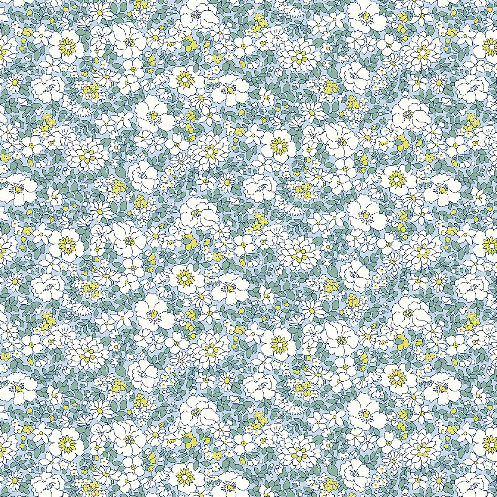 Liberty Art Fabrics White and Blue Arley Gardens Lasenby Quilting Cotton Liberty Art Fabrics White and Blue Arley Gardens Lasenby Quilting Cotton
