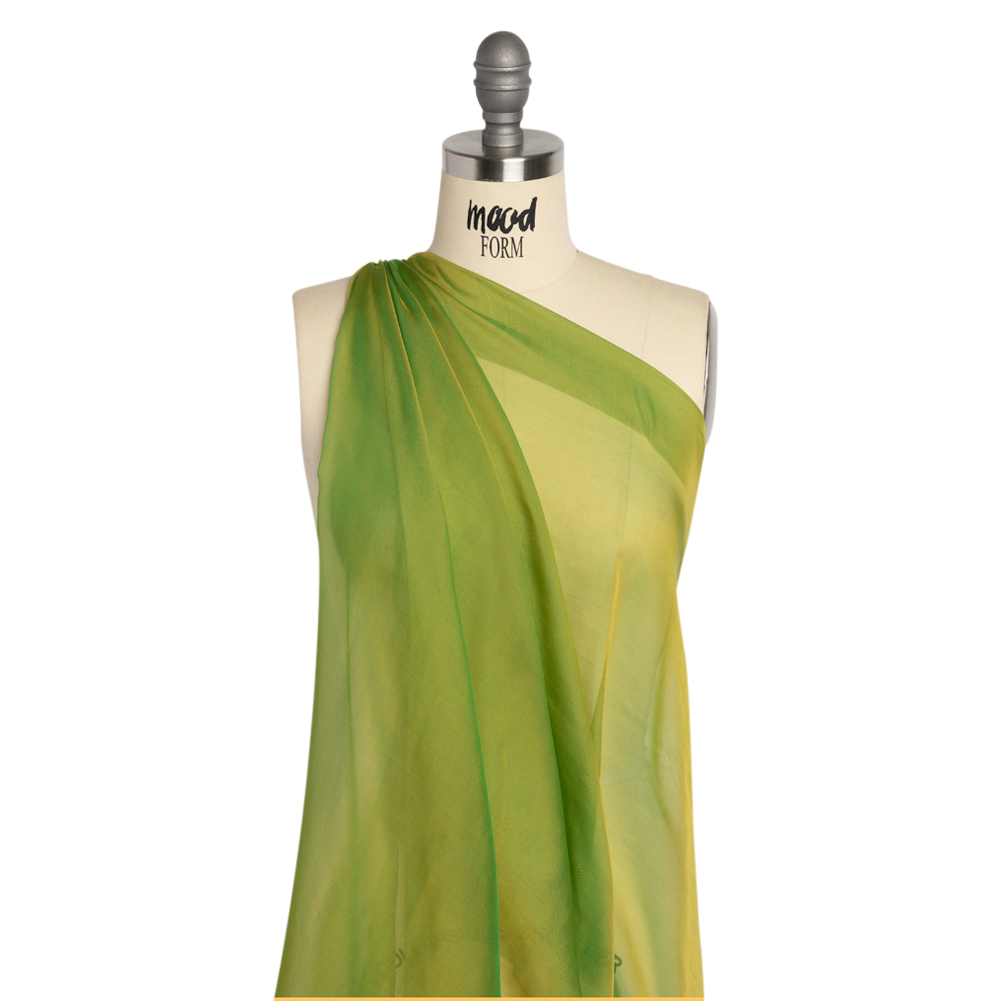 Chiffon-Like Silk Voile – Gold and Kelly Green Iridescent – Adelaide Collection Chiffon-Like Silk Voile – Gold and Kelly Green Iridescent – Adelaide Collection