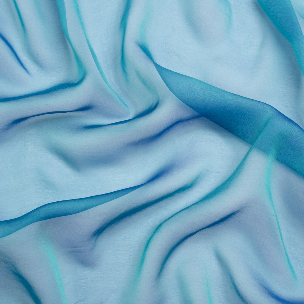 Chiffon-Like Silk Voile – Teal and Royal Iridescent – Adelaide Collection Chiffon-Like Silk Voile – Teal and Royal Iridescent – Adelaide Collection
