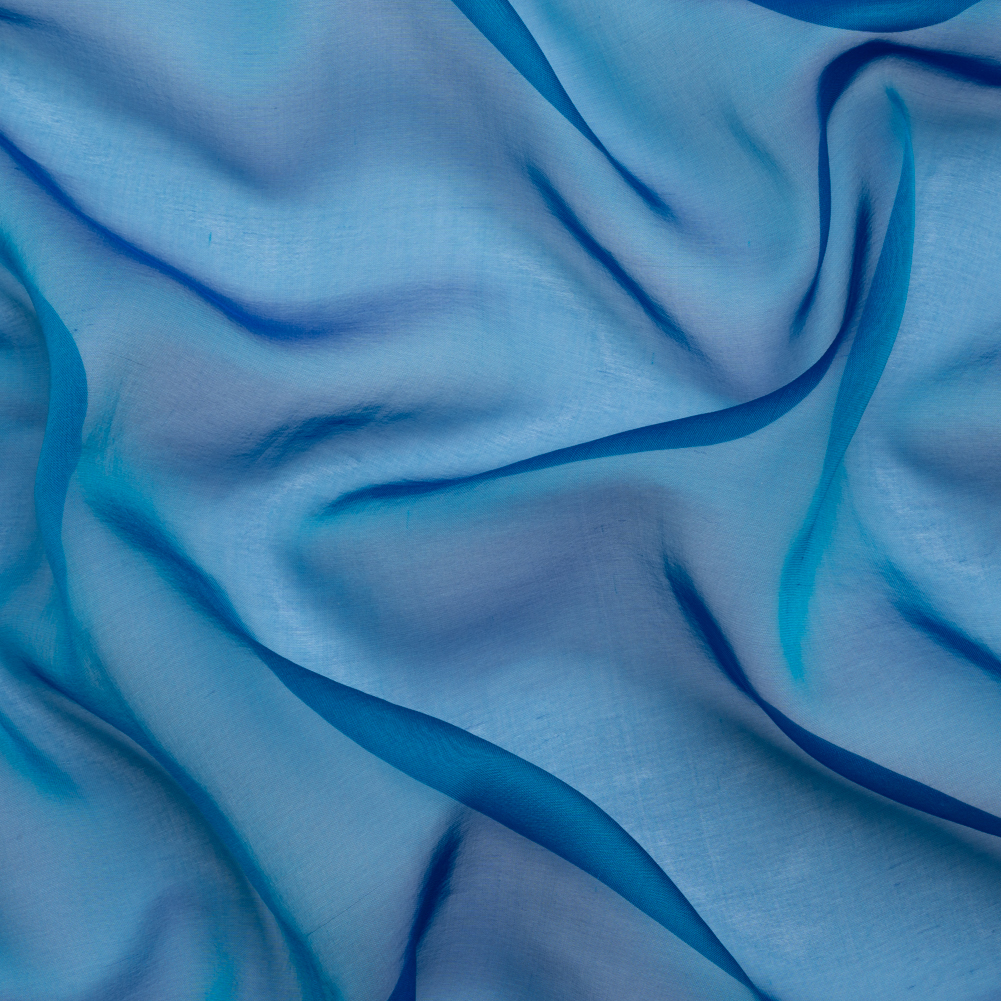Chiffon-Like Silk Voile – Turquoise and Royal Blue Iridescent – Adelaide Collection Chiffon-Like Silk Voile – Turquoise and Royal Blue Iridescent – Adelaide Collection