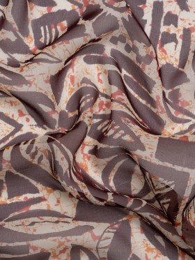 Red, Orange and Brown Wax Resist Floral Silk Chiffon Red, Orange and Brown Wax Resist Floral Silk Chiffon