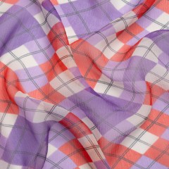 Purple, Red and Cream Argyle Crinkled Silk Chiffon Purple, Red and Cream Argyle Crinkled Silk Chiffon