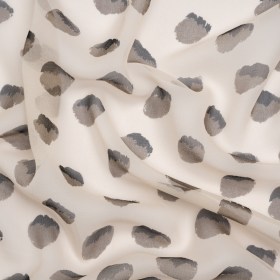 Cream, Black and Gray Brush Spots Silk Chiffon Cream, Black and Gray Brush Spots Silk Chiffon