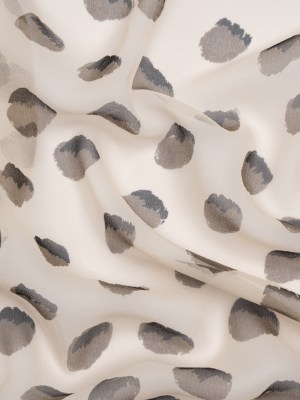 Cream, Black and Gray Brush Spots Silk Chiffon Cream, Black and Gray Brush Spots Silk Chiffon