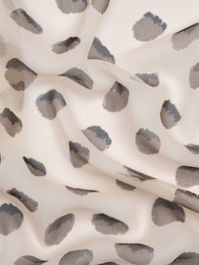 Cream, Black and Gray Brush Spots Silk Chiffon Cream, Black and Gray Brush Spots Silk Chiffon