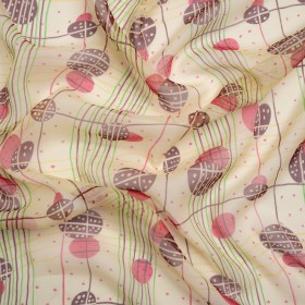 Pale Yellow, Berry Red and Brown Baked Goods Grid Silk Chiffon Pale Yellow, Berry Red and Brown Baked Goods Grid Silk Chiffon