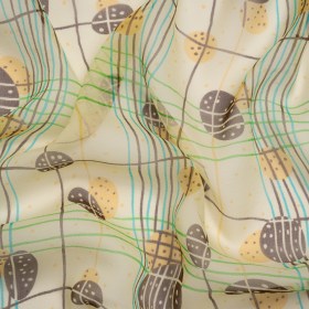 Yellow, Brown and Blue Baked Goods Grid Silk Chiffon Yellow, Brown and Blue Baked Goods Grid Silk Chiffon