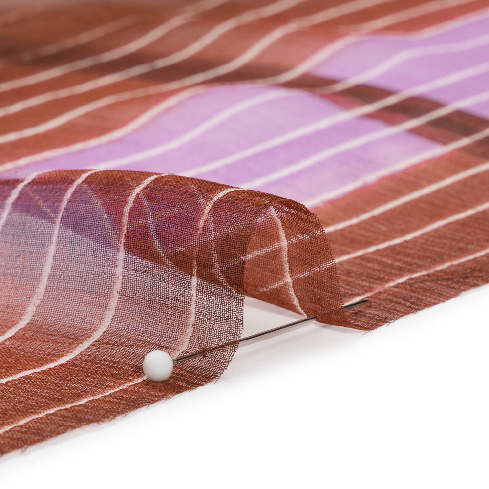 Brown, Beige and Purple Stripes and Rectangles Crinkled Chiffon Panel Brown, Beige and Purple Stripes and Rectangles Crinkled Chiffon Panel