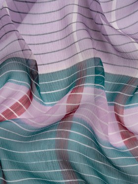 Teal, Lavender and Burgundy Stripes and Rectangles Crinkled Chiffon Panel Teal, Lavender and Burgundy Stripes and Rectangles Crinkled Chiffon Panel