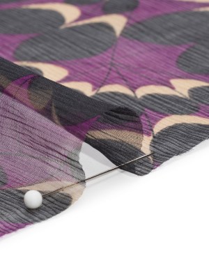 Purple, Black and Beige Webs and Dots Crinkled Silk Chiffon Purple, Black and Beige Webs and Dots Crinkled Silk Chiffon