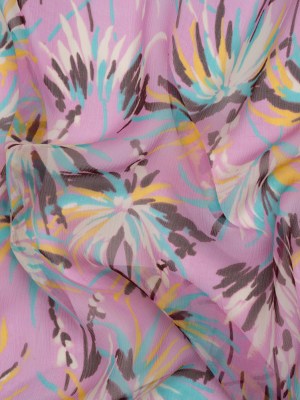 Orchid, Turquoise and Yellow Dreamy Daisies Crinkled Silk Chiffon Orchid, Turquoise and Yellow Dreamy Daisies Crinkled Silk Chiffon