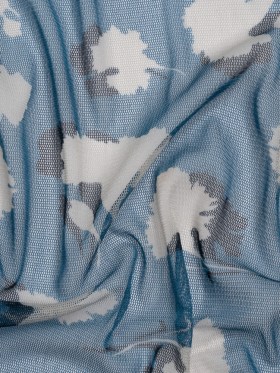 Floral Shadows Silk Tulle – Blue, White and Black Floral Shadows Silk Tulle – Blue, White and Black
