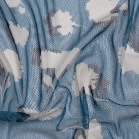 Floral Shadows Silk Tulle – Blue, White and Black Floral Shadows Silk Tulle – Blue, White and Black