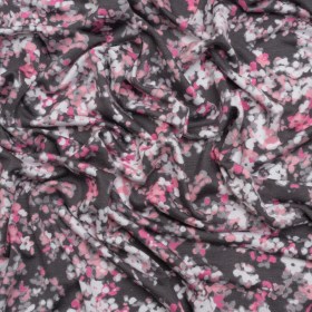 Stretch Rayon Jersey – Pink and Charcoal Gray Floral Stretch Rayon Jersey – Pink and Charcoal Gray Floral