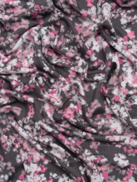 Stretch Rayon Jersey – Pink and Charcoal Gray Floral Stretch Rayon Jersey – Pink and Charcoal Gray Floral