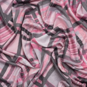 Stretch Rayon Jersey – Pink and Gray Diagonal Plaid Stretch Rayon Jersey – Pink and Gray Diagonal Plaid