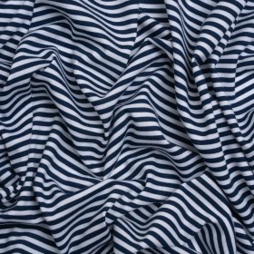 Cotton and Polyester Jersey – Navy and White Railroaded Candy Stripes Cotton and Polyester Jersey – Navy and White Railroaded Candy Stripes