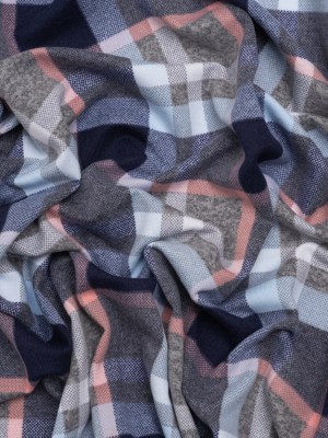 Stretch Polyester Jersey – Navy, Pink and Heathered Gray Plaid Stretch Polyester Jersey – Navy, Pink and Heathered Gray Plaid