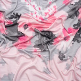 Stretch Rayon Jersey Panel – Pink and Gray Floral Stretch Rayon Jersey Panel – Pink and Gray Floral