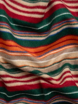 Italian Tan, Green and Red Barcode Stripes Brushed Wool Blend Twill Italian Tan, Green and Red Barcode Stripes Brushed Wool Blend Twill